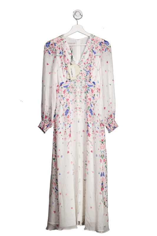 Hobbs Ptetie White Floral Silk Asher Dress UK 6
