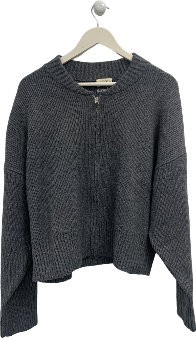 Adanola Grey Knit Bomber Jumper UK XS