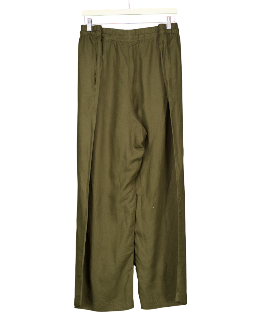 H&M Green Wide Linen-blend Trousers UK XXL