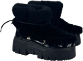 MY SUNDAY SKI Black Lug Tread Shearling Snow Boots - Short UK 6 EU 39 👠