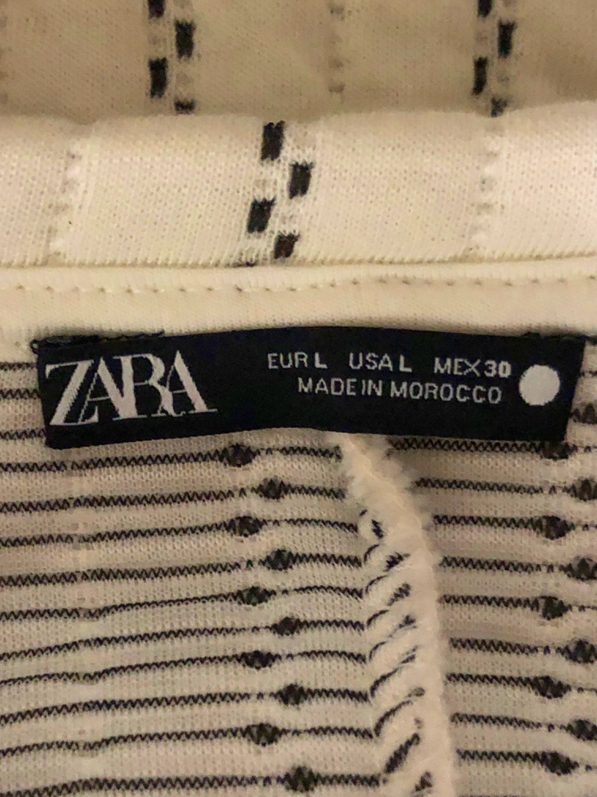 Zara White Quilted Striped Dress UK L