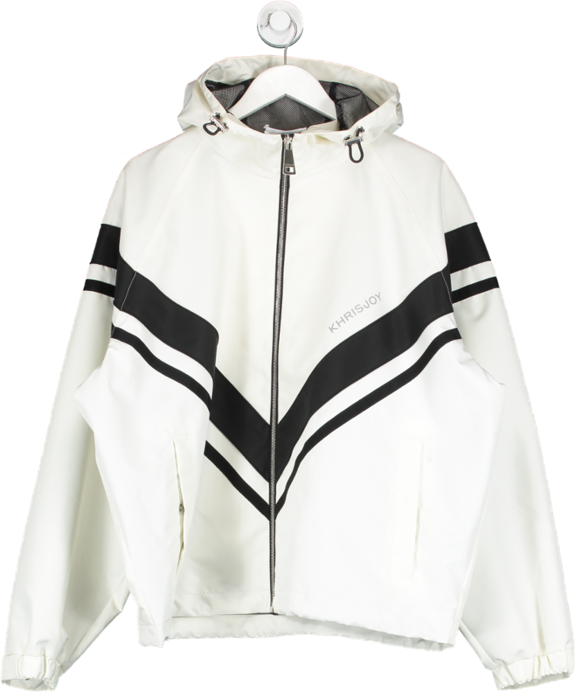 KHRISJOY Multicoloured Cream Jacket With Black Diagonal Stripes UK M