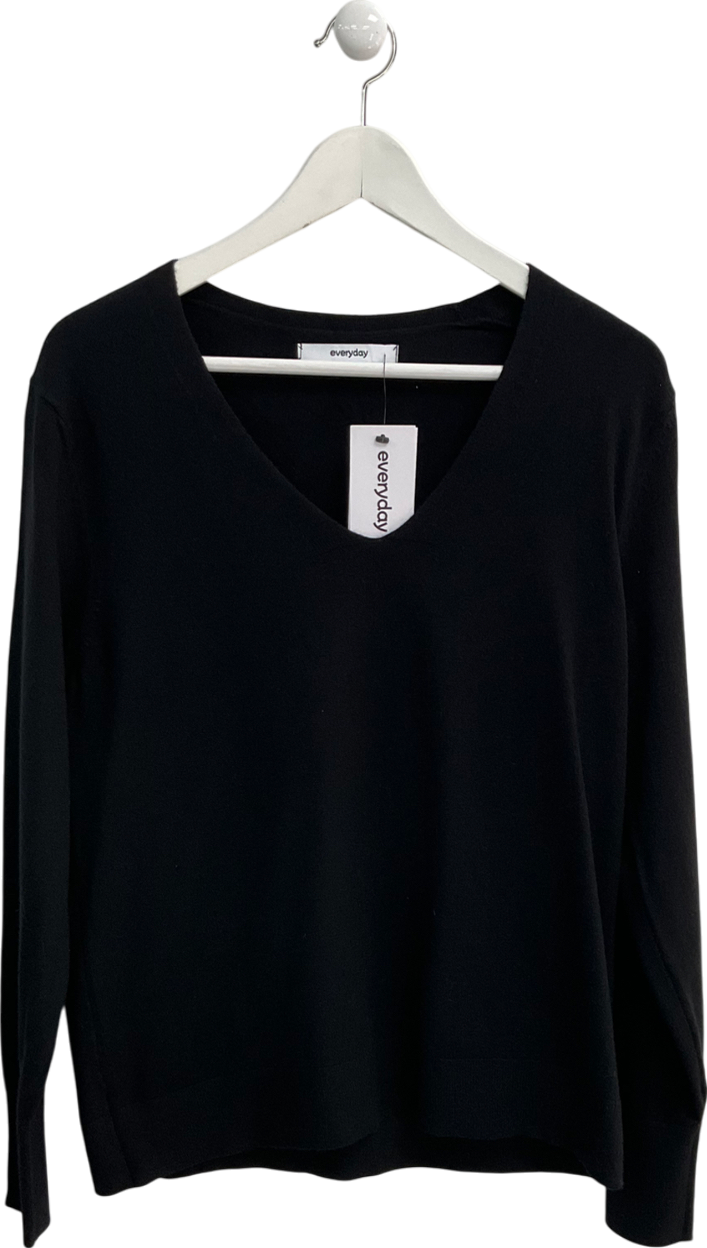 Everyday Black V Neck Jumper UK 14