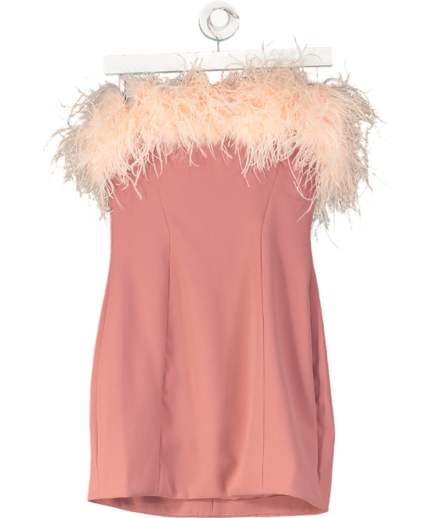 House of CB Pink Alexa Feather Mini Dress UK S