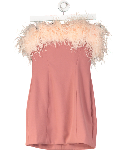 House of CB Pink Alexa Feather Mini Dress UK S