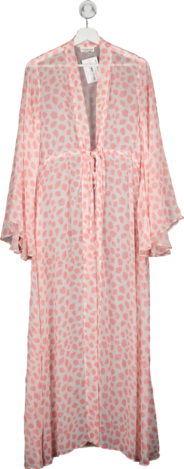 Alexandra Miro White Pink Chiffon Betty Gown Cover Up Dress UK M