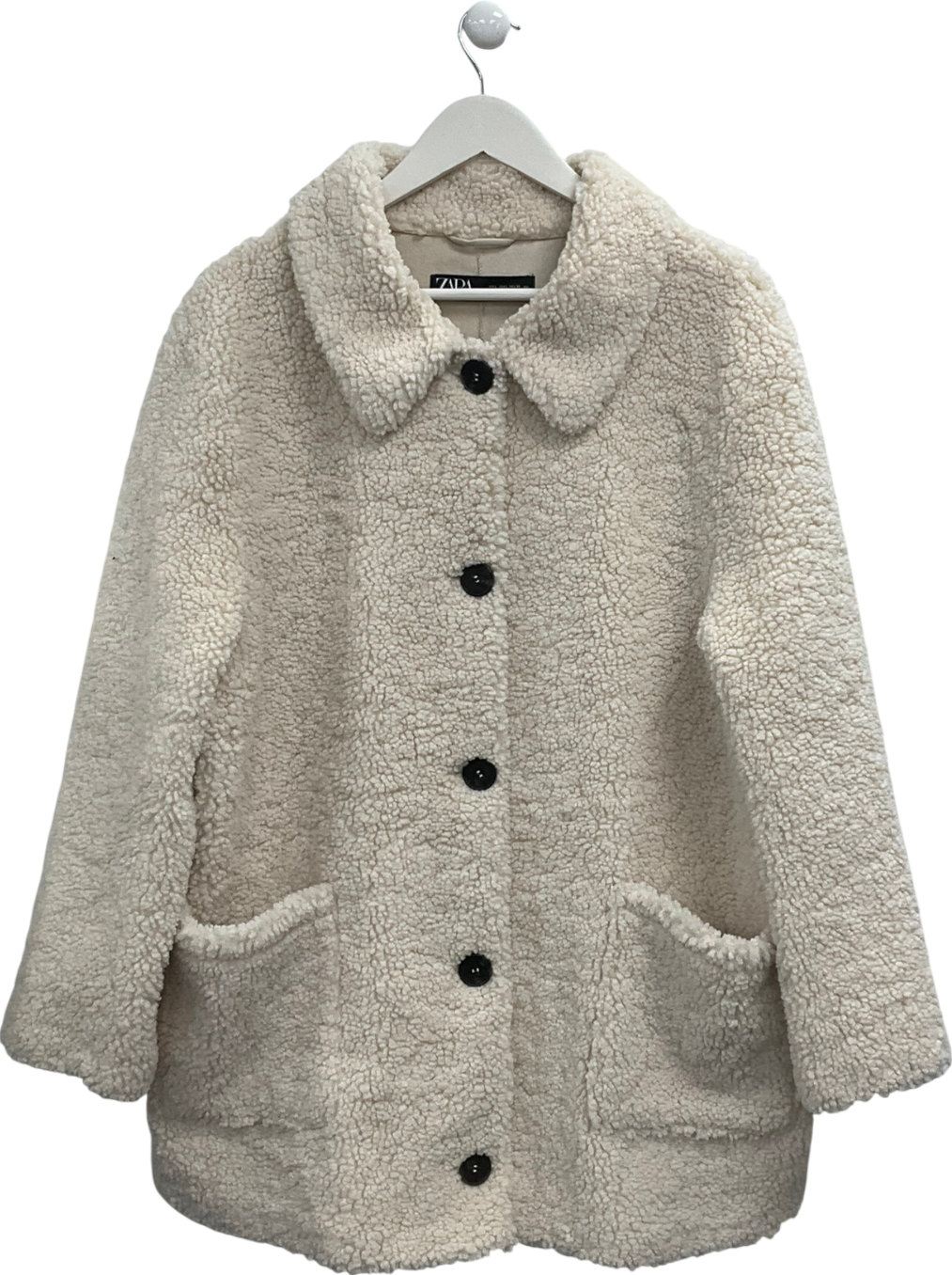 ZARA Cream Faux Sherling Coat UK L