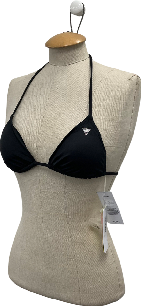 Guess Black Rhinestone Triangle Bikini Top UK S