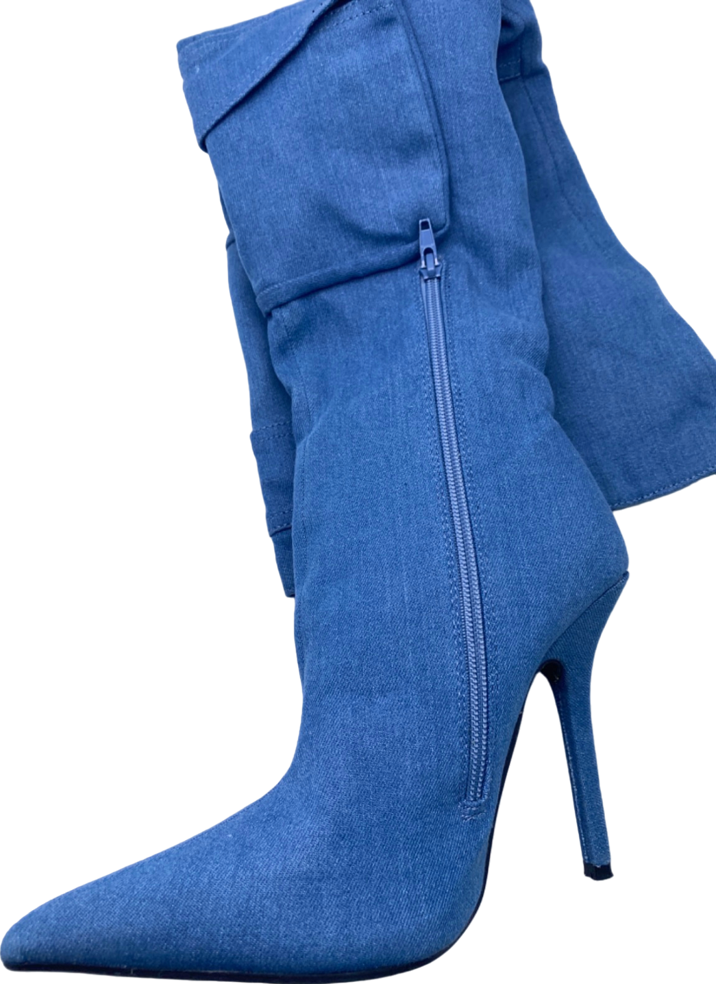 EGO Blue Denim Knee High Boots UK Size 4