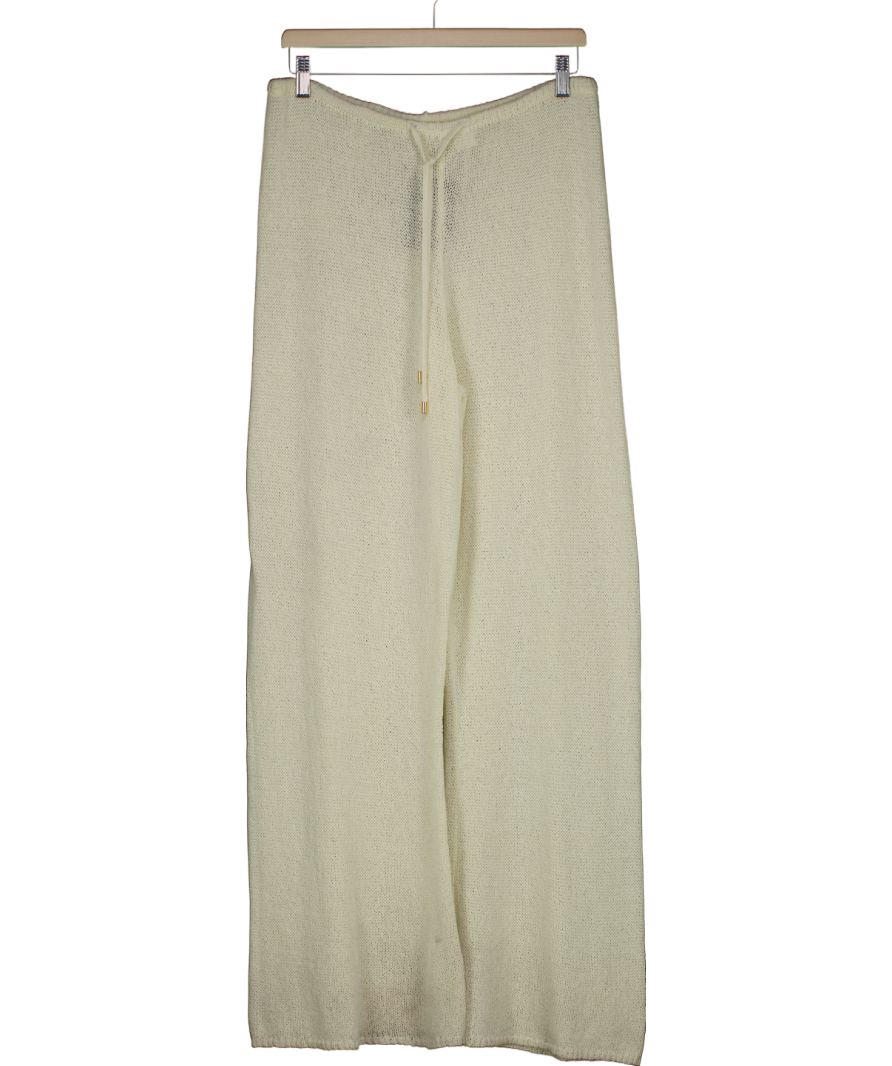 Monday Swimwear Cream Knitted Wide Leg Trousers UK M