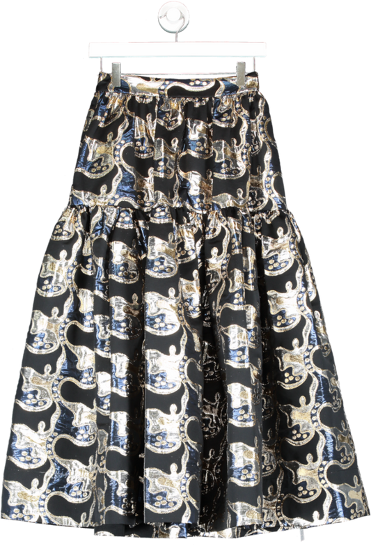 La Double J Metallic Oscar Jacquard Midi Skirt UK S