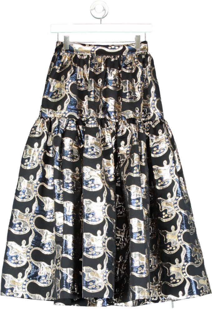 La Double J Metallic Oscar Jacquard Midi Skirt UK S