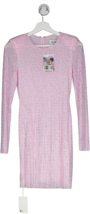 Self Portrait Purple Embellished Jersey Hot Print Mini Dress UK 4
