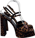 Public Desire Brown Retro Leopard Platform Strappy Heels UK 6 EU 39 👠
