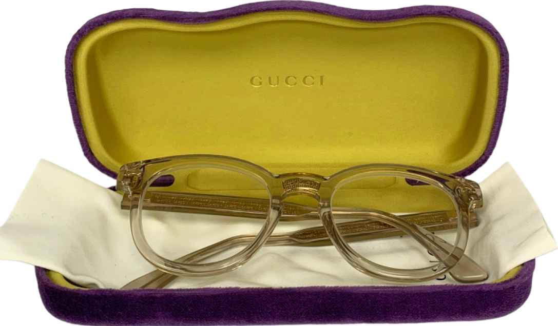 Gucci Clear Round Acetate Eye Glasses Frame