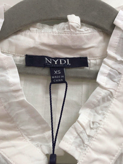 NYDJ White cotton classic Pintuck Blouse  UK XS