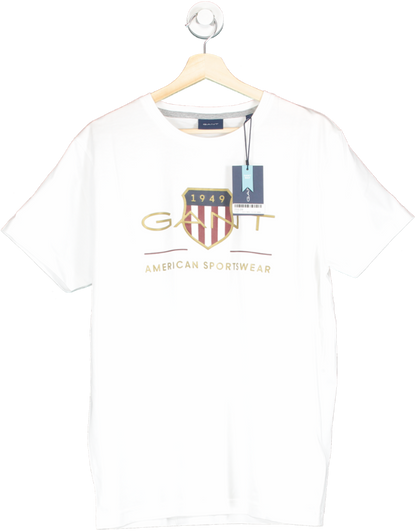 GANT White Embroidered Logo SS T-Shirt SIZE XL