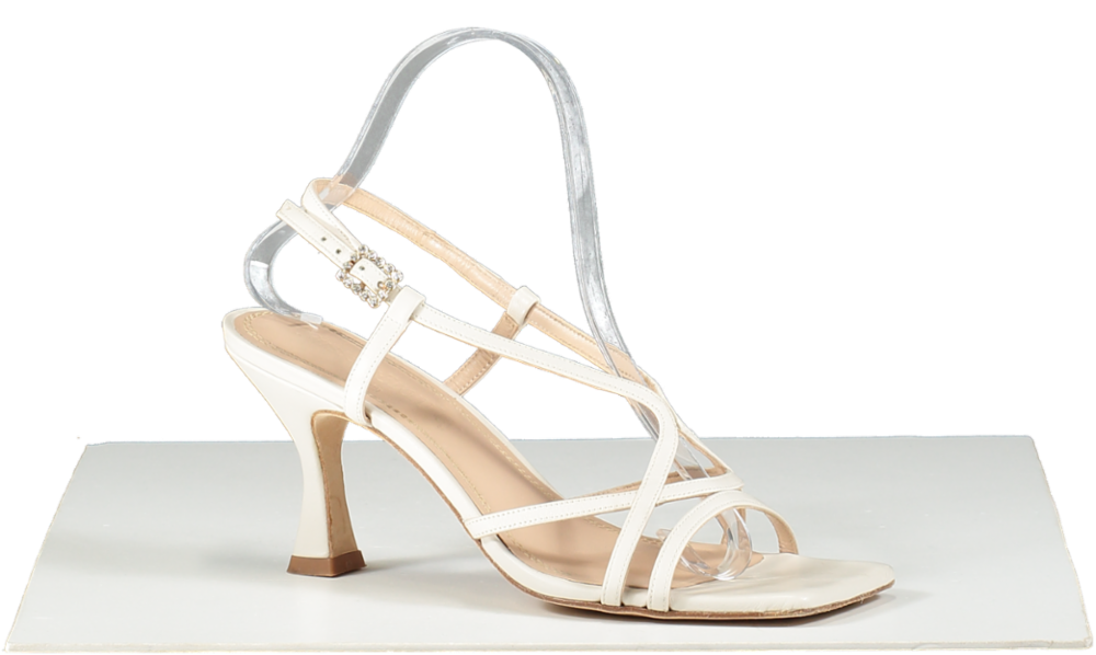 Russell & Bromley Off- White Prosecco Strappy Kitten Heel Sandal With Crystal Buckle UK 5 EU 38 👠