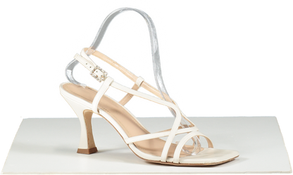 Russell & Bromley Off- White Prosecco Strappy Kitten Heel Sandal With Crystal Buckle UK 5 EU 38 👠