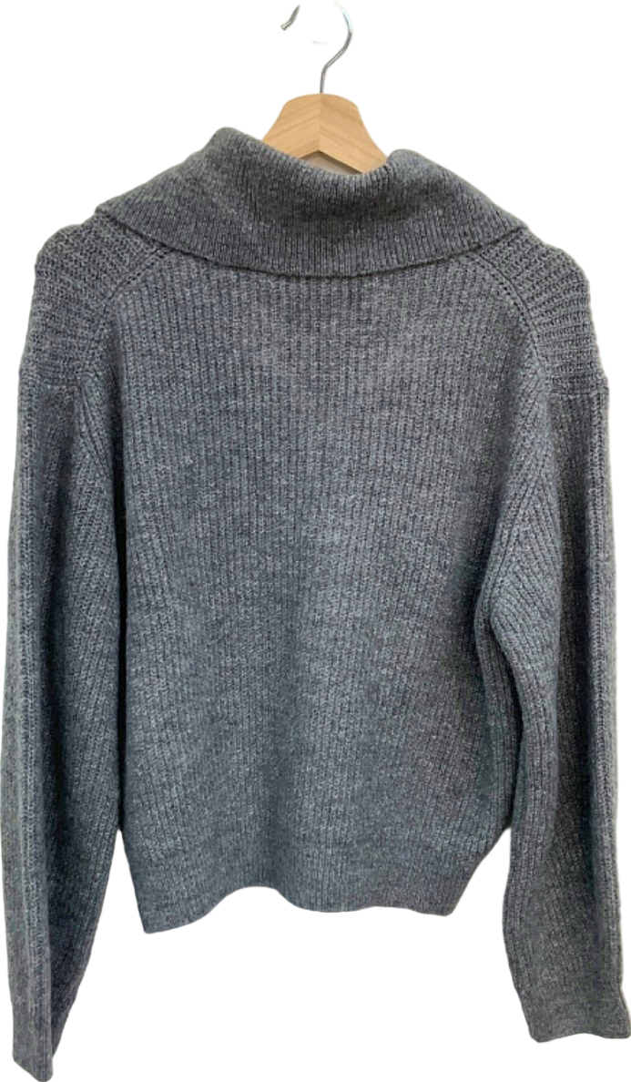 New Look Grey Zip-Up Knit Sweater UK S