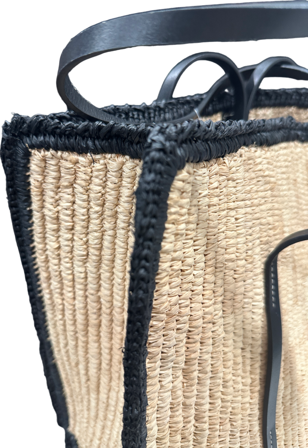 Demellier Black and Natural Straw Capri Tote Bag