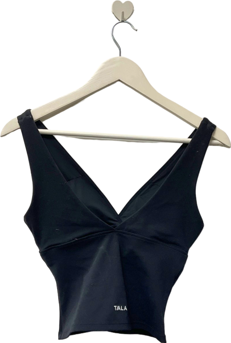 TALA Black V-Neck Crop Top UK S