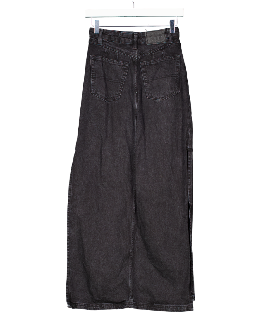 Topshop Black Denim Maxi Skirt UK 6