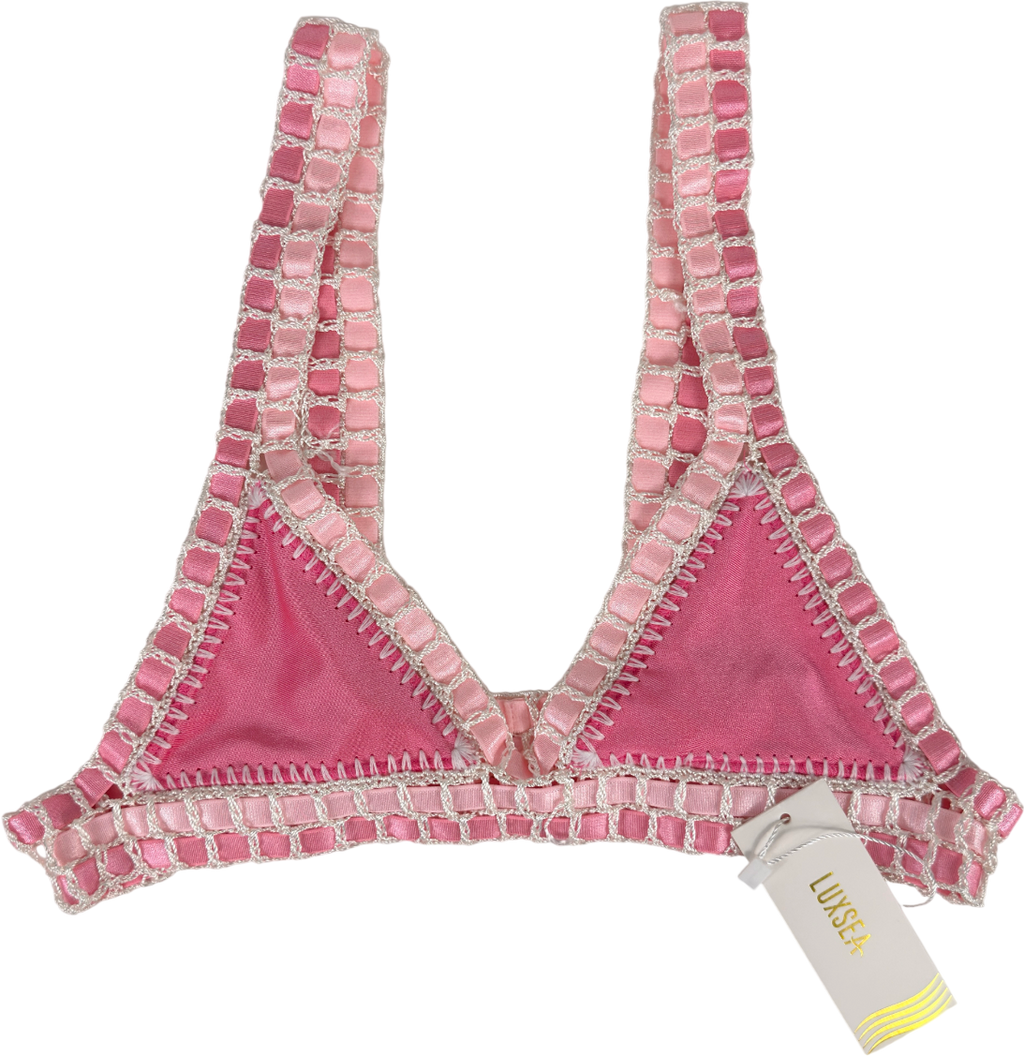 LUXSEA Pink Malibu Crochet Bikini Top UK S