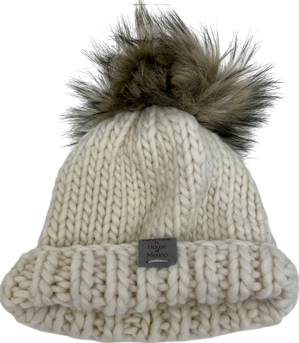 house of merino Cream Handmade Knitted Hat