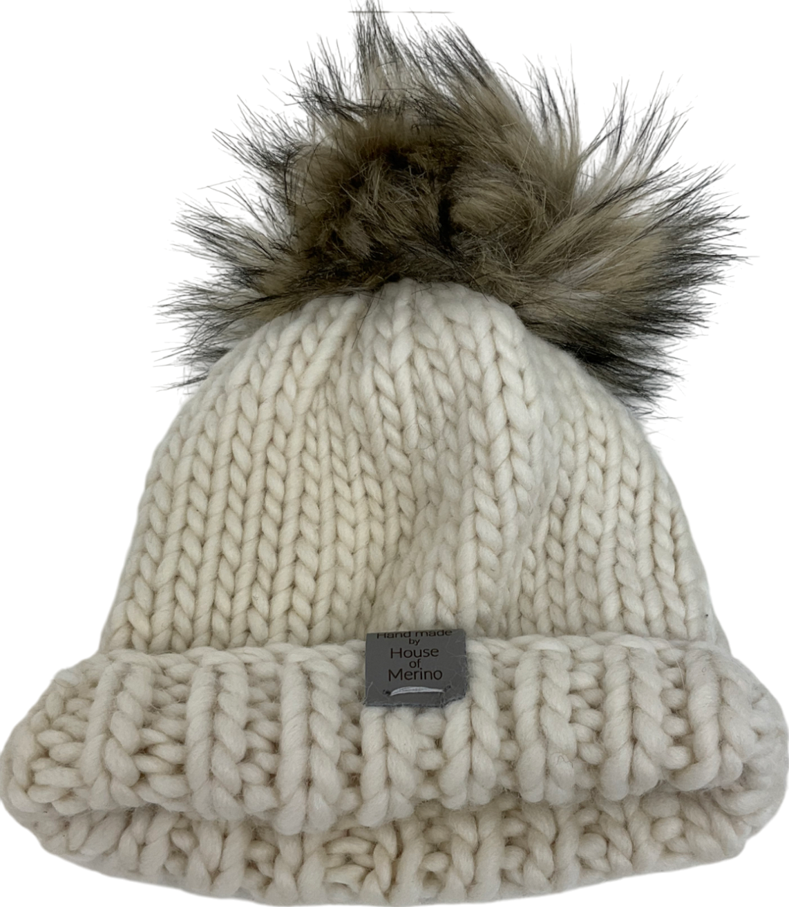 house of merino Cream Handmade Knitted Hat