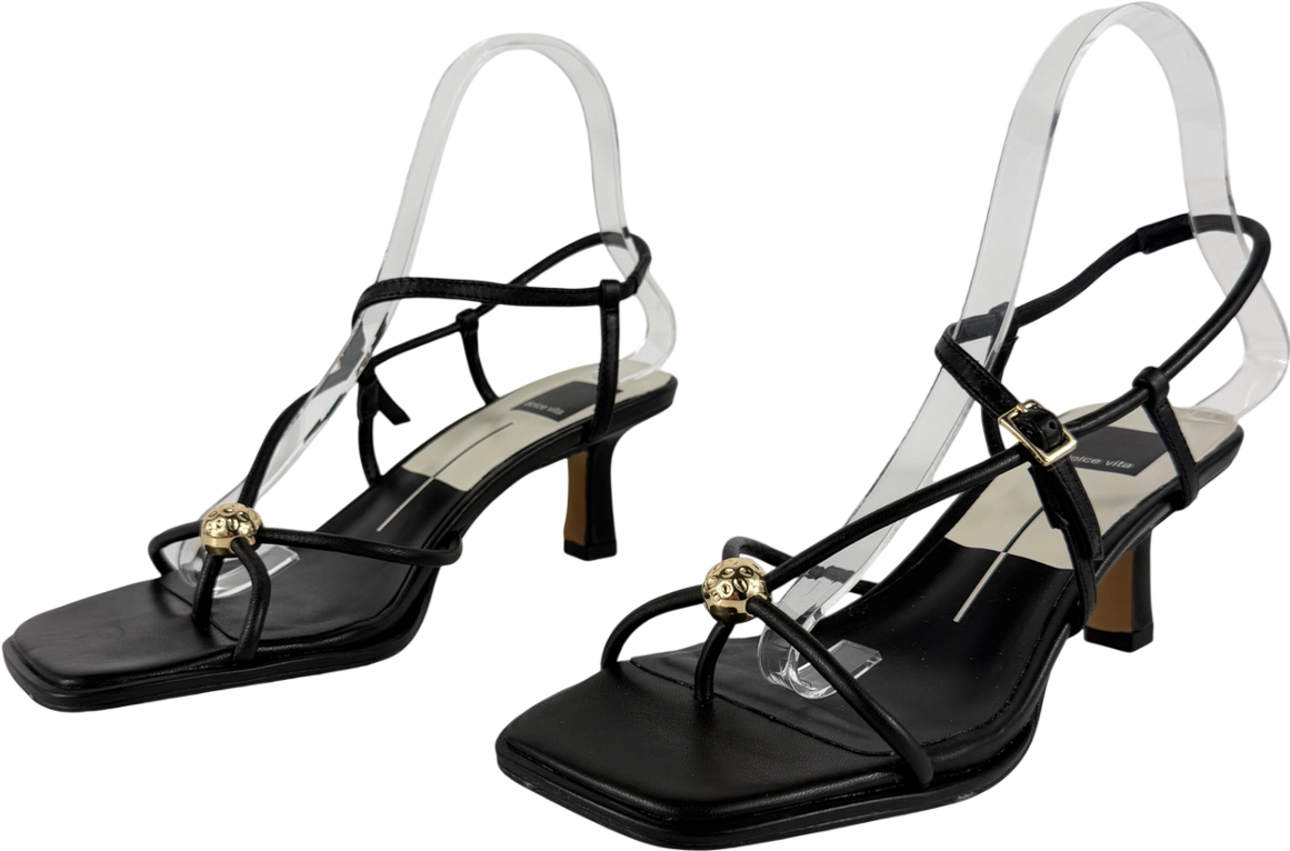 DOLCE VITA Black Mylee Strappy Kitten Heels UK 4 EU 37 👠
