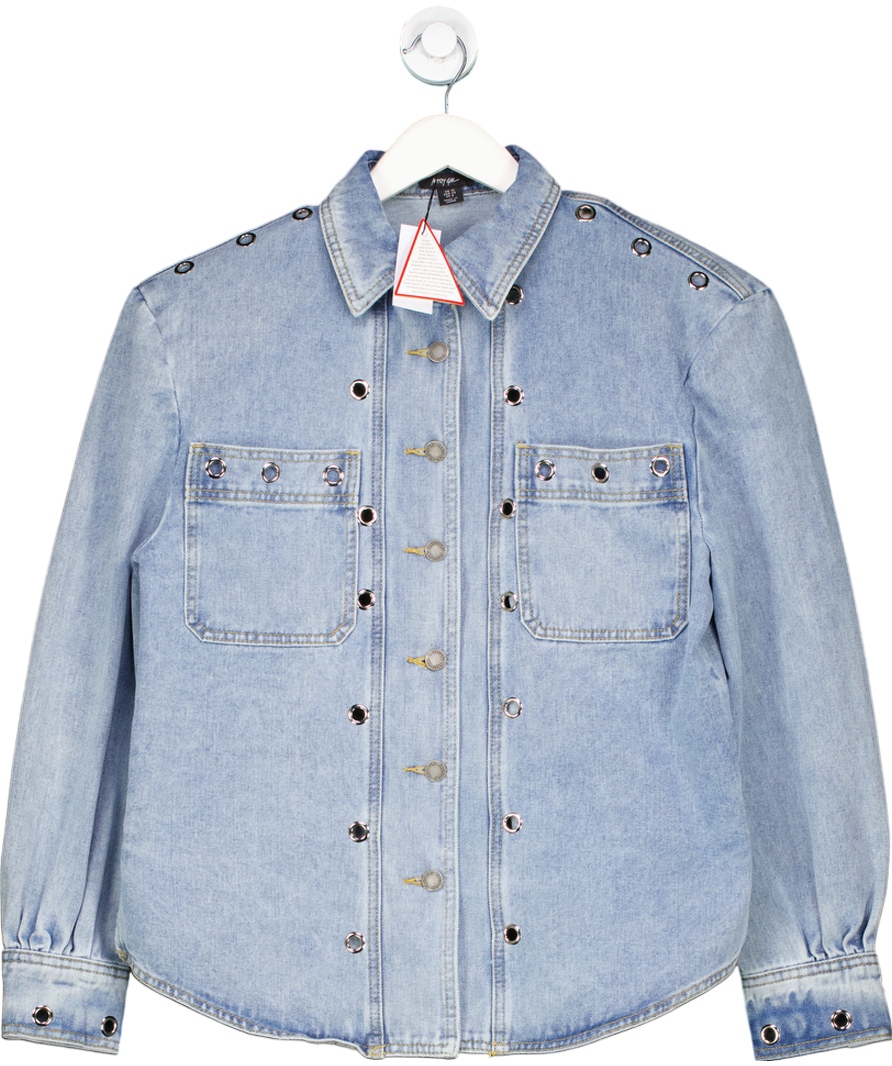 Nasty Gal Blue Eyelet Detail Denim Jacket UK 10