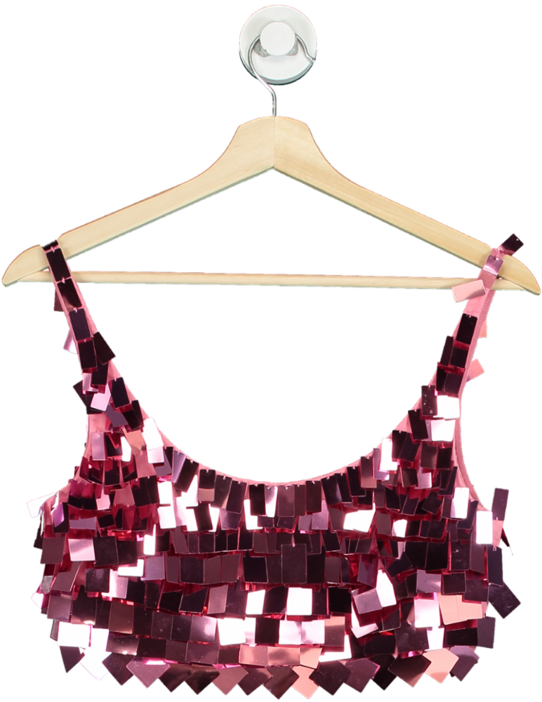 Jonathan Simkhai Pink Sequin Crop Top UK 8