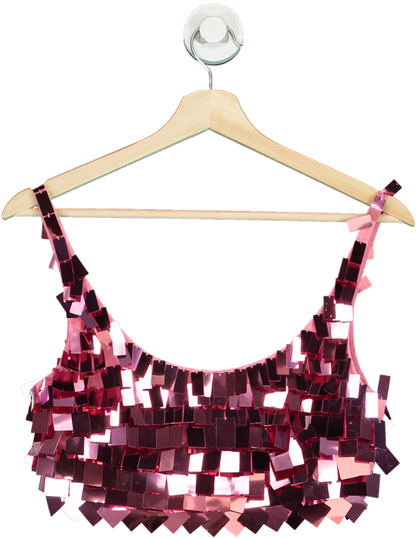 Jonathan Simkhai Pink Sequin Crop Top UK 8