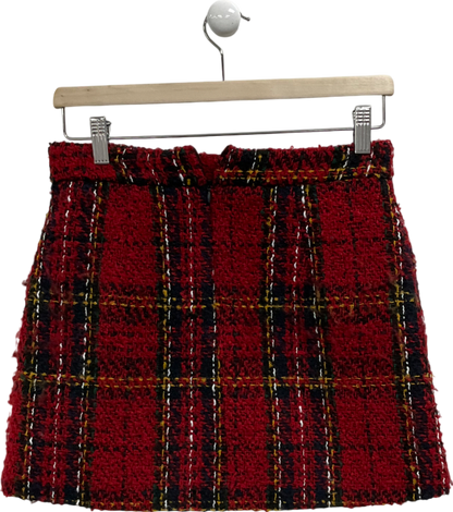 River Island Red Tartan Boucle Mini Skirt UK 6