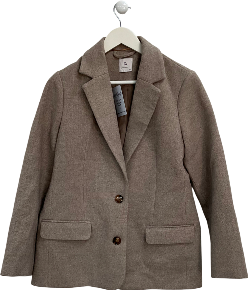 Sainsburys TU Beige Melange Twill Blazer UK 10