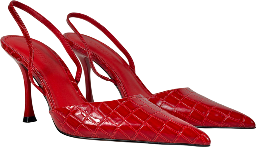 Topshop Red Angel Croc Heeled Court Heel UK 6 EU 39