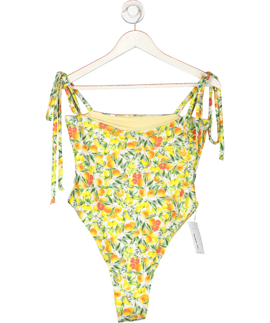 Kasela Yellow Tie Swimsuit In Lemon Print UK XL