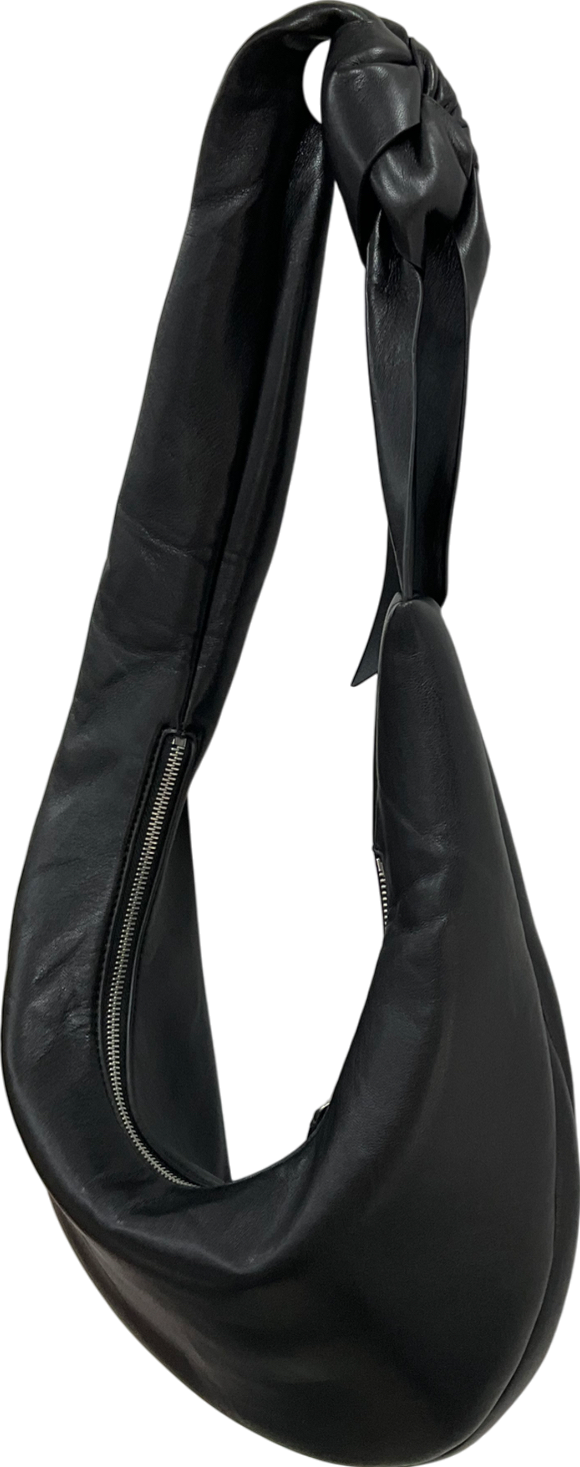 Charles & Keith Black Toni Knotted Crescent Hobo Bag One Size