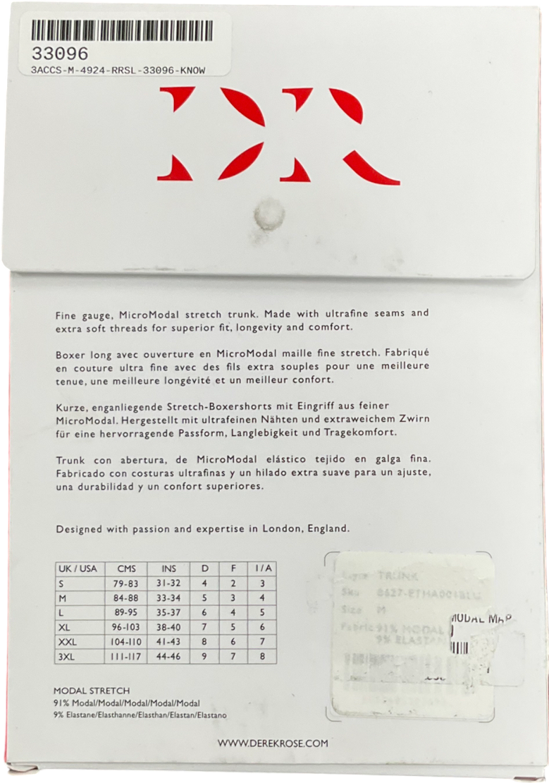 Derek Rose White Micro Modal Open Trunks UK M