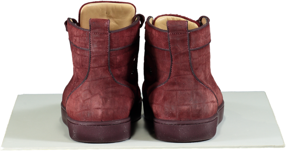 Christian Louboutin Burgundy Suede Louis High-Top Trainers UK 9