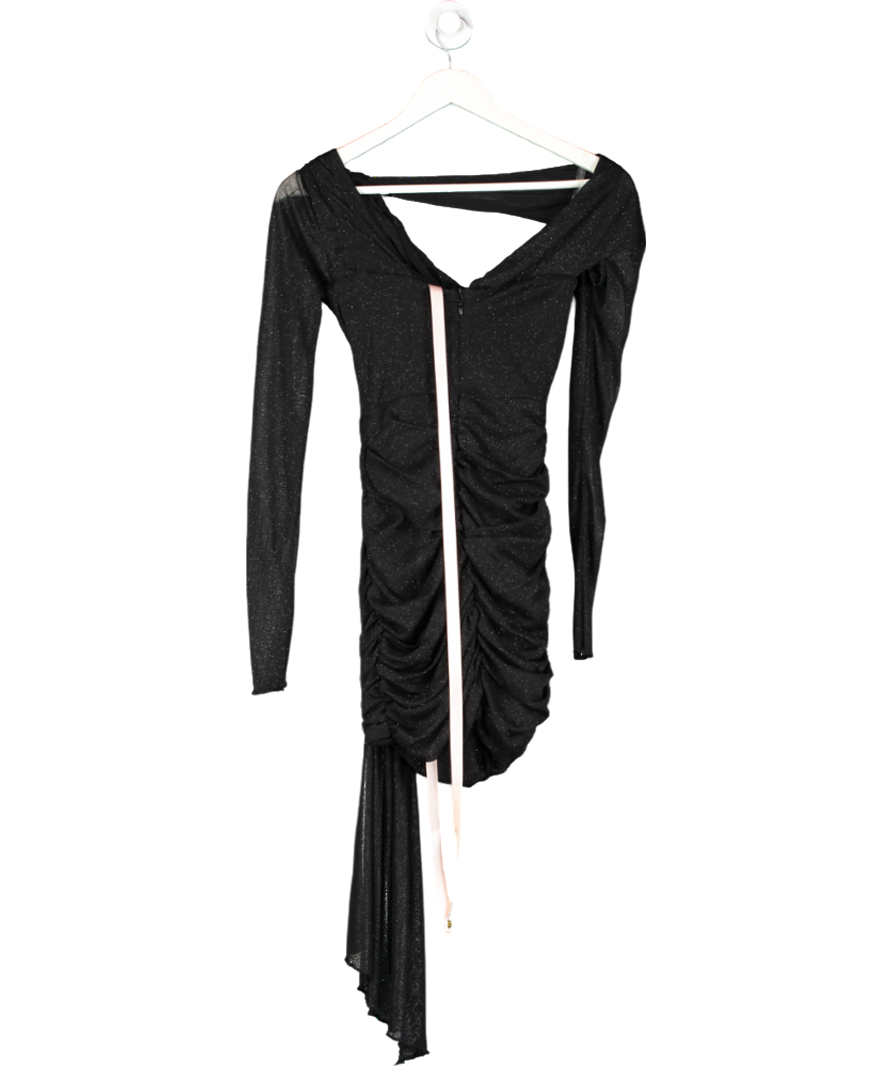 House of CB Black Santa Cut-out Shimmery Mesh Mini Dress UK XS