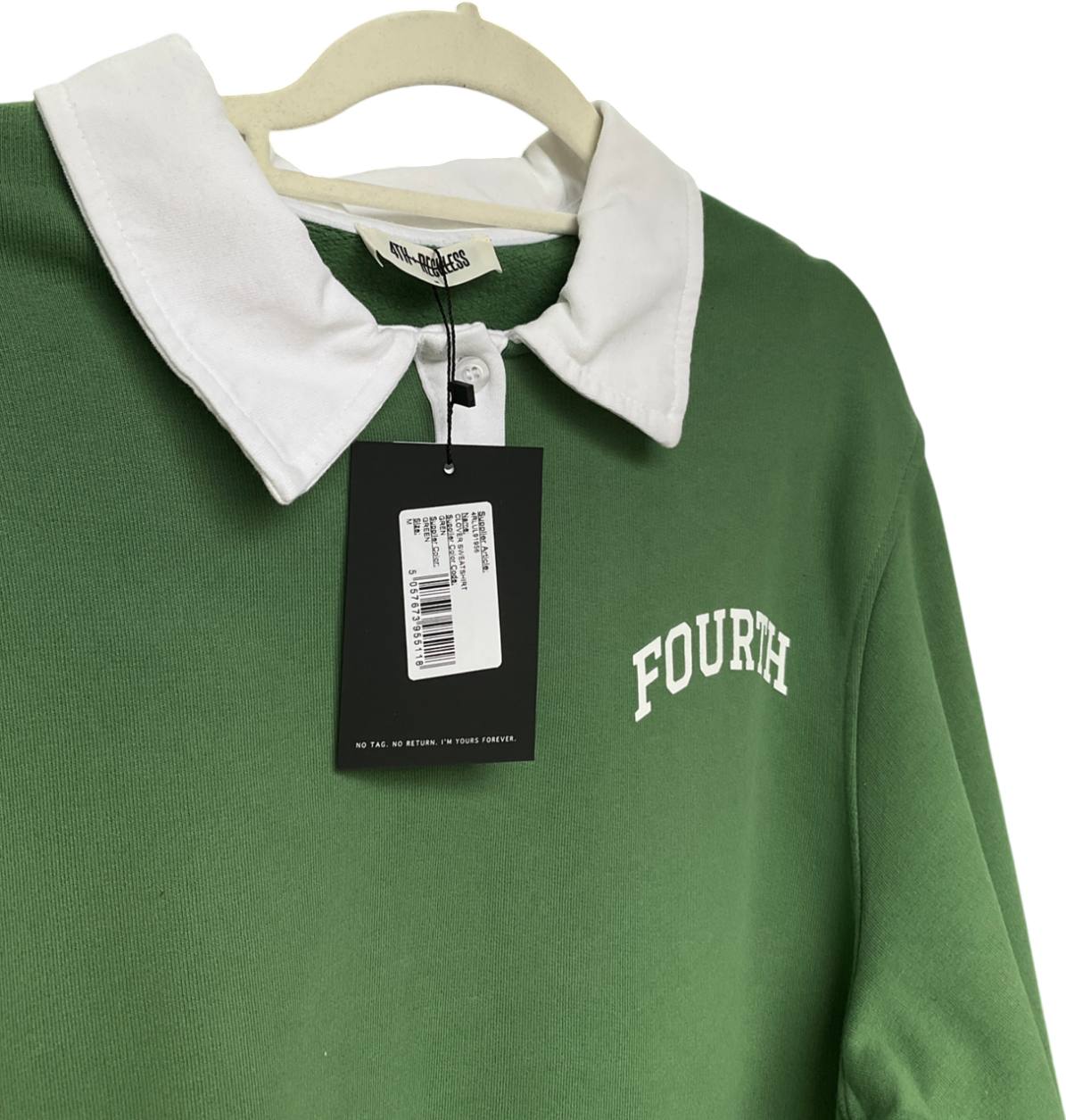 4th & Reckless Green Branded Polo Sweatshirt- Clover UK M