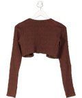 Kiss The Sky Brown Long Sleeve Tie Front Top UK XS