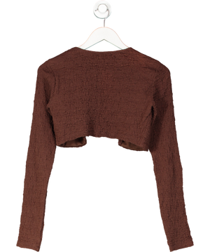 Kiss The Sky Brown Long Sleeve Tie Front Top UK XS