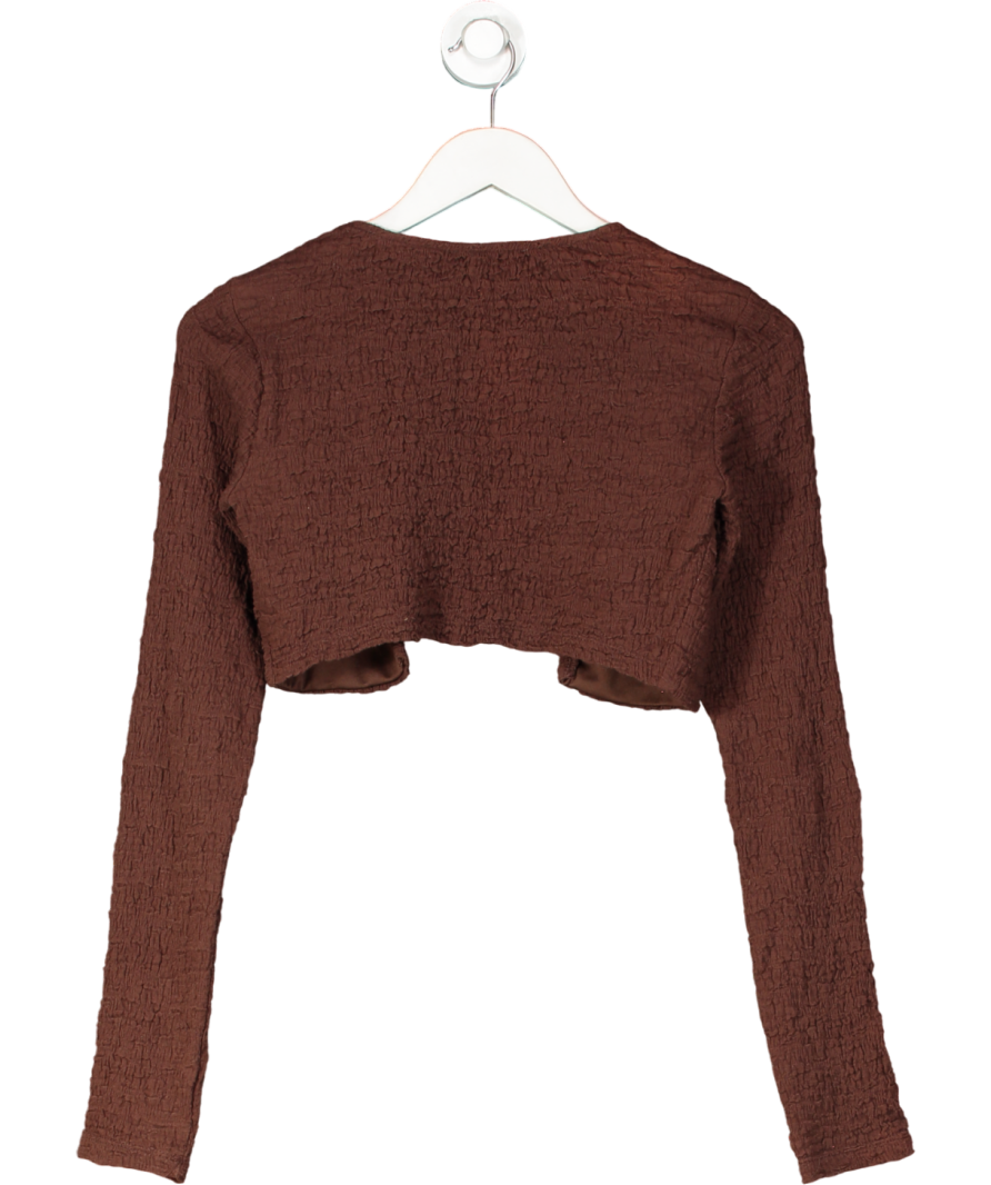 Kiss The Sky Brown Long Sleeve Tie Front Top UK XS
