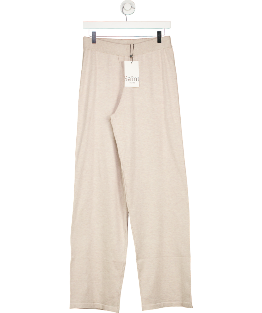 Saint Tropez Beige Mila Knit Wide Leg Trousers UK M