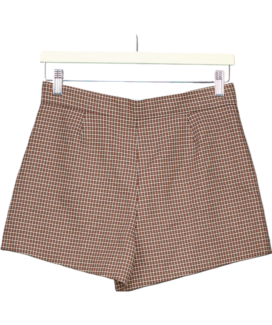 ZARA Brown Plaid Highwaist Shorts UK S