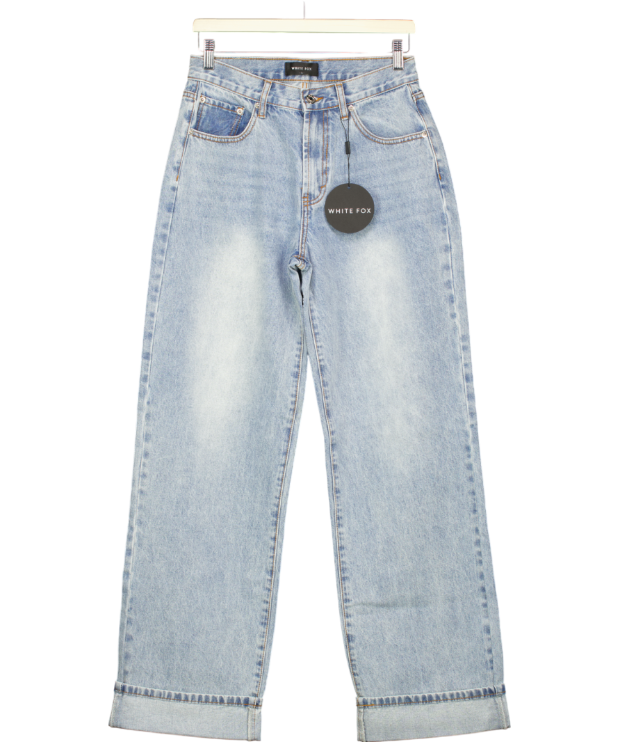 White Fox Blue Always Be Yourself Low Rise Straight Leg Jeans UK S