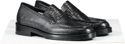 BY FAR Black Rafael Lizard Embossed Leather Loafers UK 5 EU 38 👠